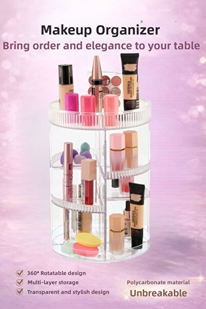 Comprox 360 Degree Rotating Acrylic Makeup and Jewelry Organizer – 12 Compart...