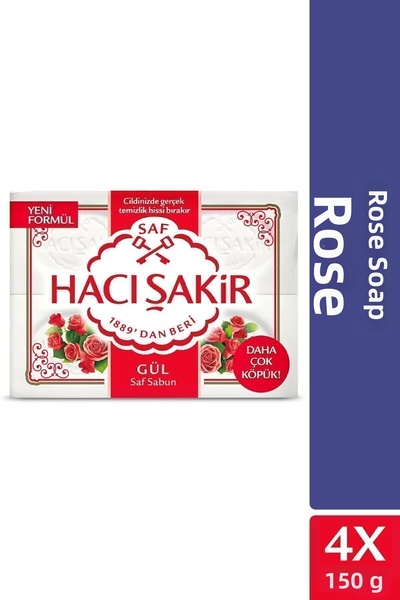 Hacı Şakir صابون الورد النقي 4x150 جرام