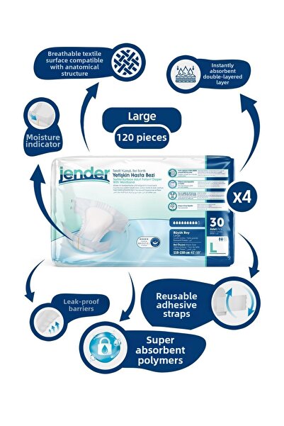 JENDER حزام الخصر L 30 قطعة 4 عبوات 120 قطعة