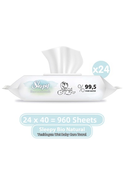Sleepy منشفة بيو ناتشورال للعناية بالأطفال حديثي الولادة مقاس 24 × 40 (960 ورقة)