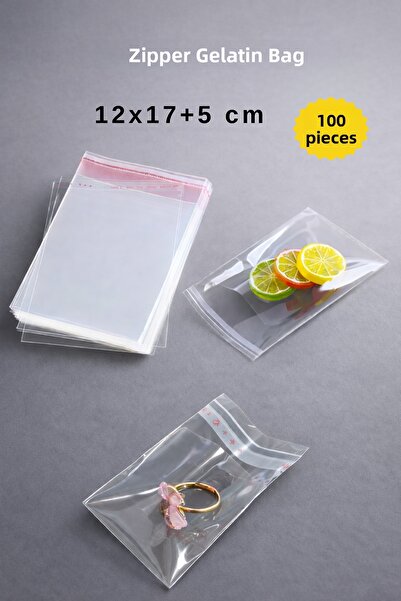 COLORPAK حقيبة جيلاتينية شفافة مقاس 12x17+5 سم مع شريط - 100 قطعة - حقيبة تغل...