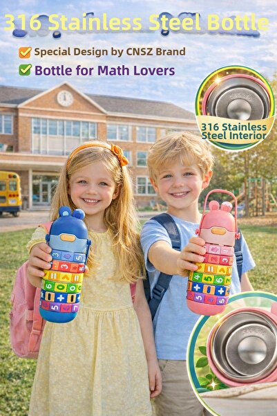 CNSZ 2-Pack Water Bottle, 12 Hours Hot and Cold, Numbers Rotating, Stainless ...