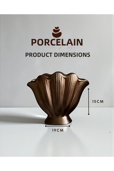 Porselian Decorative Footed Concrete Seashell Vase 19X15 cm