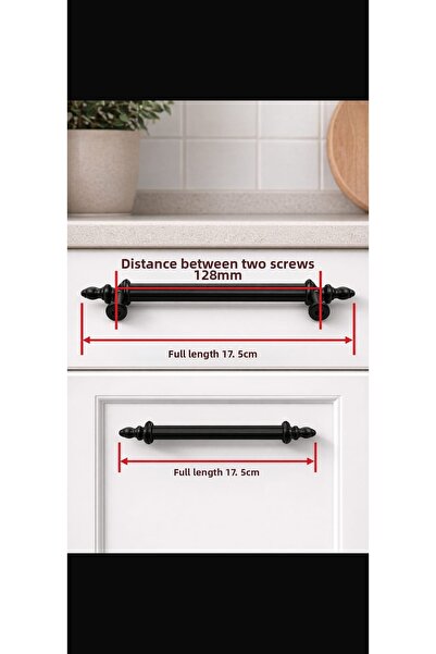 EMİZEY Mâner de sertar de dulap din plastic negru mat cu dungi, 128 mm