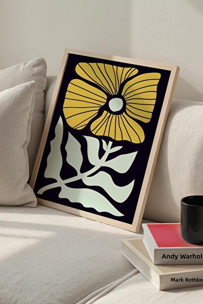 Opak Design Βοτανική Σειρά Yellow Floral Matisse Πίνακας τοίχου με φυσικό ξύλ...