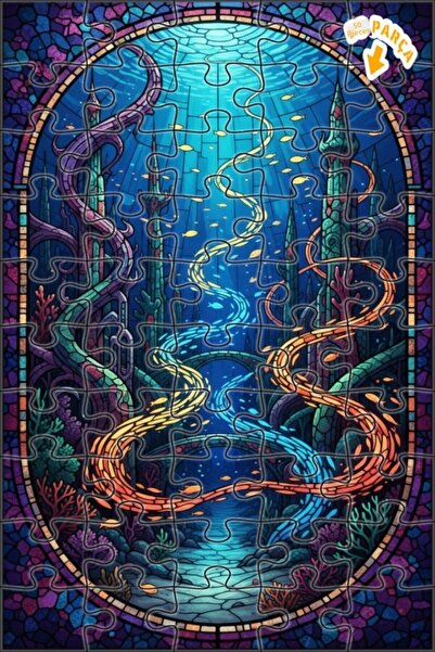 Teona Ahşap لغز خشبي على شكل مدينة سحرية تحت الماء مع مظهر الزجاج الملون 50 ق...