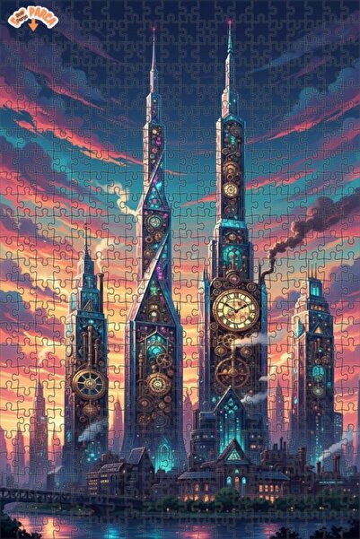 Teona Ahşap لغز خشبي بإطار مزدوج الطبقات بمظهر لوحة زيتية لمنظر مدينة ستيمبان...