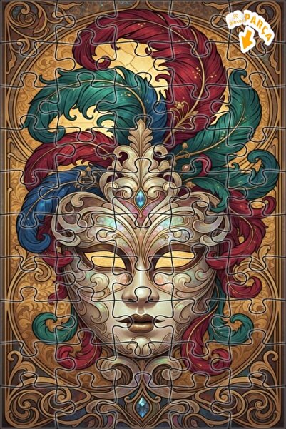 Teona Ahşap قناع كرنفال فينيسيا، لوحة زيتية ذات طبقتين، لغز خشبي مؤطر، 50 قطع...