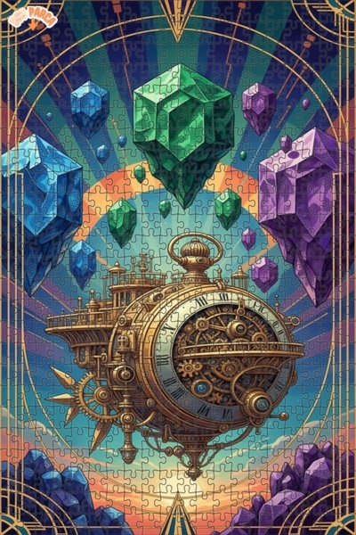 Teona Ahşap لغز خشبي بإطار مزدوج الطبقات من ستيامبنك تايم ماشين كريستال وورلد...