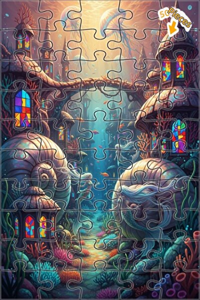 Teona Ahşap لغز مدينة حورية البحر الغامضة، لوحة زيتية ذات طبقتين، لغز خشبي مؤ...