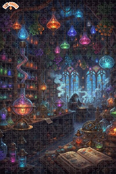 Teona Ahşap لغز مختبر الإكسير السحري، لوحة خشبية مؤطرة بطبقتين بمظهر زيتوني، ...