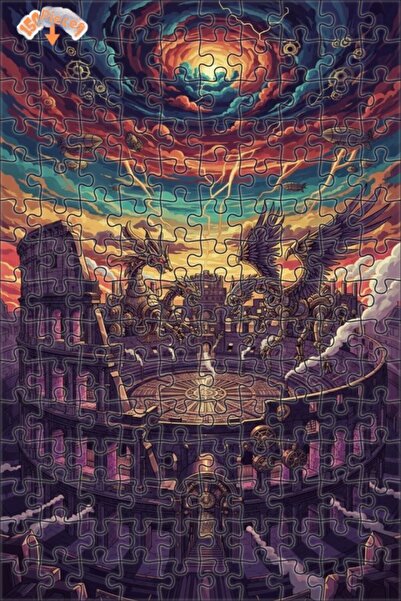 Teona Ahşap لغز خشبي ذو طبقتين من Steampunk Dragons Roman Arena Wars، 150 قطع...