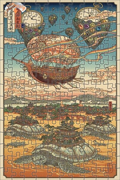 Teona Ahşap لغز خشبي على شكل سفينة الطائرات البحرية وساعات الزمن، ذو طبقتين، ...