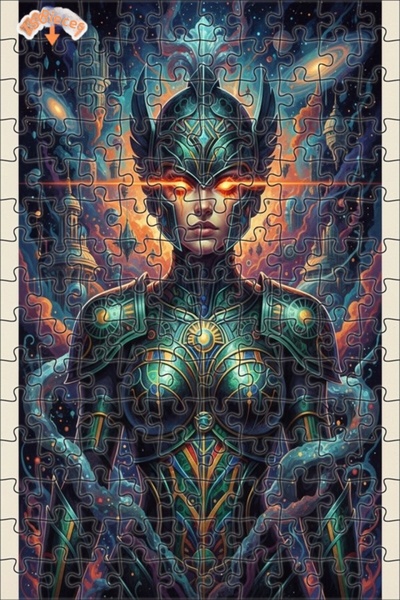 Teona Ahşap لغز خشبي بإطار مزدوج الطبقات بمظهر لوحة زيتية لامرأة محاربة فضائي...