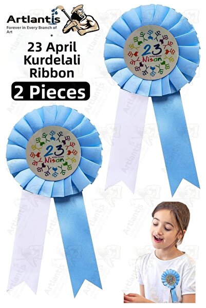 Artlantis شارة شريطية 23 أبريل 2 قطعة شارة طوق زرقاء وبيضاء لمناسبة عيد الأطف...