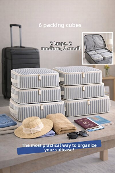 Spartek home textile 6 Piece Striped 1St Quality - Suitcase and Luggage Organ...