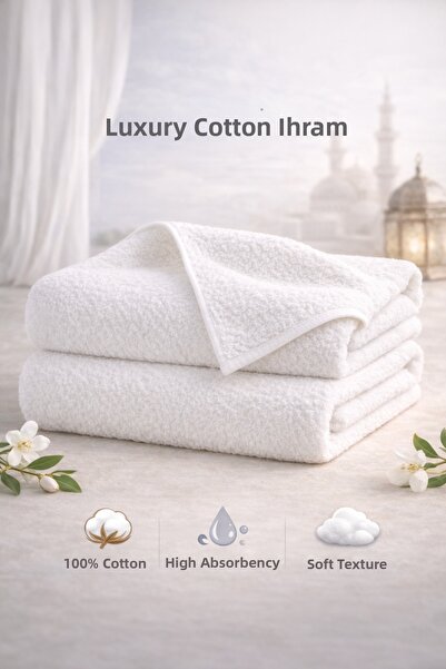 SHAL HOME 100% Cotton 2-Piece Lux Hac&Umre Ihram Set-110X220Cm with Soap Gift