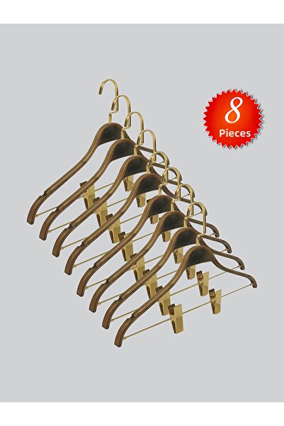 NYN Wooden Nickel Hooked Clothes Hanger with Latch for Blouse and Skirt, Waln...