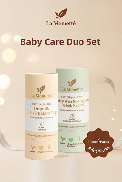 La Momette مجموعة العناية العضوية بالطفل - عصا العناية وكريم العناية المهدئ -...