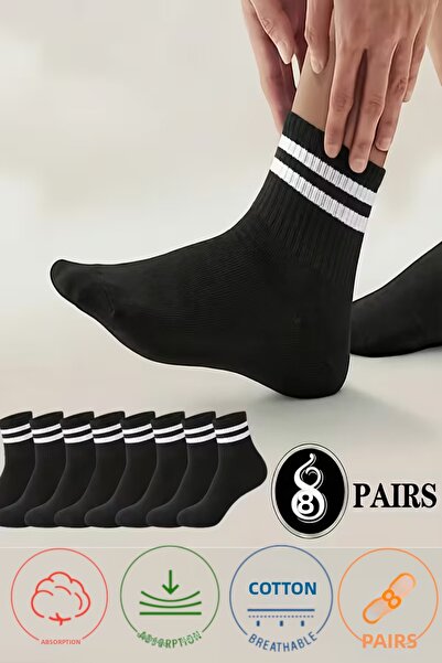 Esinti 8 Pairs of Unisex Cotton Striped College Socks