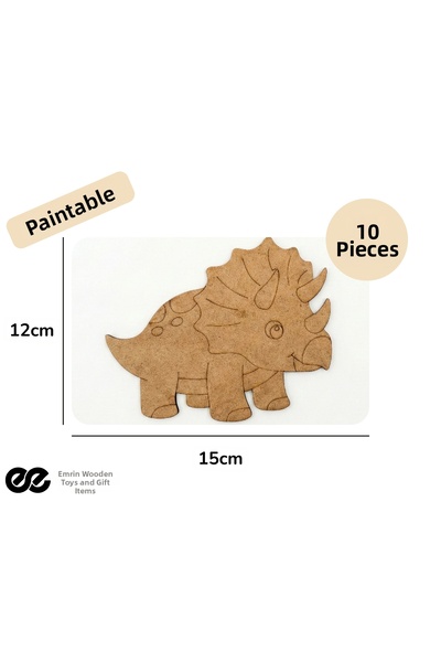 EMRİN AHŞAP OYUNCAK VE HEDİYELİK EŞYA Dinosaur Model 2 Wooden Painting Presch...