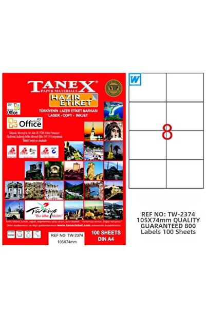 Tanex Etichetă laser 100 YP 105x74,25 Laser-Copy-Inkjet TW-2374