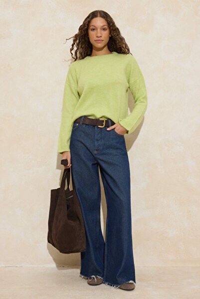 Trendyol Collection Wardrobe Essentials Light Green Soft Textured Wide Fit Ba...