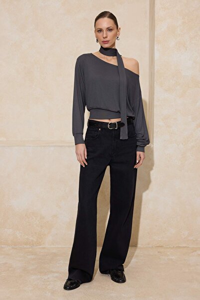 Trendyol Collection Anthracite Knitted Blouse Twoaw26Bz00308