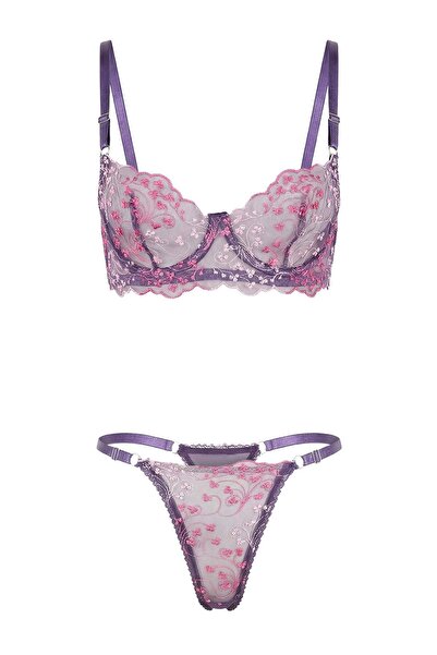 Trendyol Collection Purple Brode Floral Capless Underwear Set Thmss26Cc00020