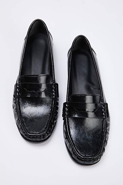 TRENDYOL SHOES Schwarzer Saraçlı Damen-Loafer TAKSS26LA00006