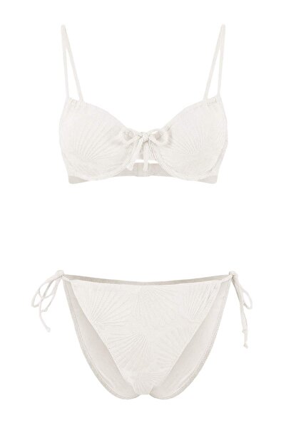 Trendyol Collection Ecru*St Printed Balconette Normal Waist Bikini Set