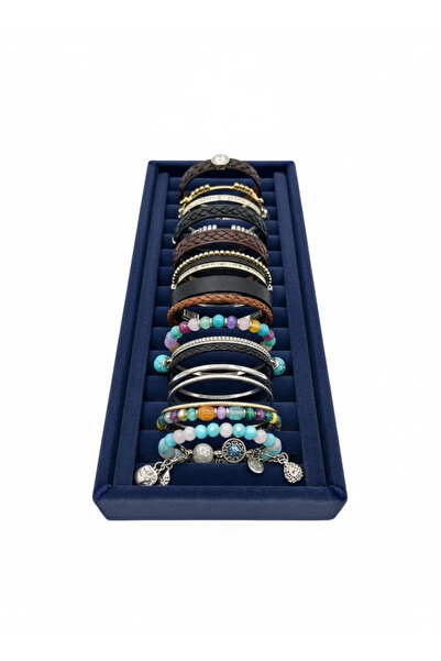 MeGass Dekor Suede Fabric Dark Blue Color 25 cm / 11.5 cm Clamp-Wristband Dis...