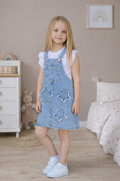 RAPAPA Girl's Denim Dress Carrying Stars Bluz+Salopet 2523