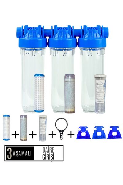 Evora 10'' Sliphos Filtreli 3'lü Daire Ve Bina Girişi Filtre Kabı