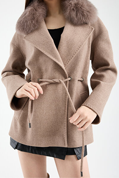 ŞEYDA ERTEM Mink Fur Short Coat with Stone Details