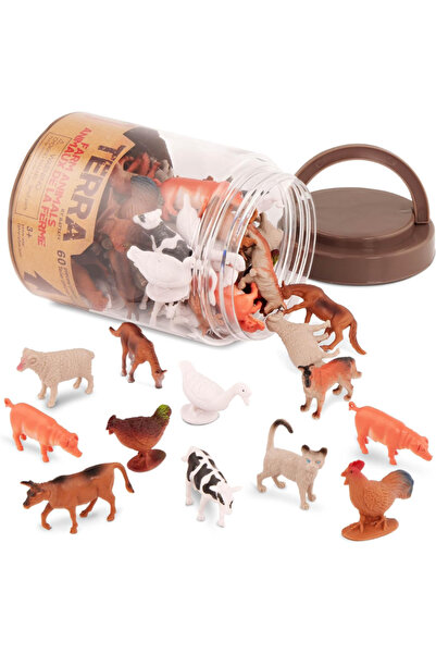 Terra مجموعة ألعاب صغيرة مكونة من 60 قطعة داخل أنبوب - مزرعة