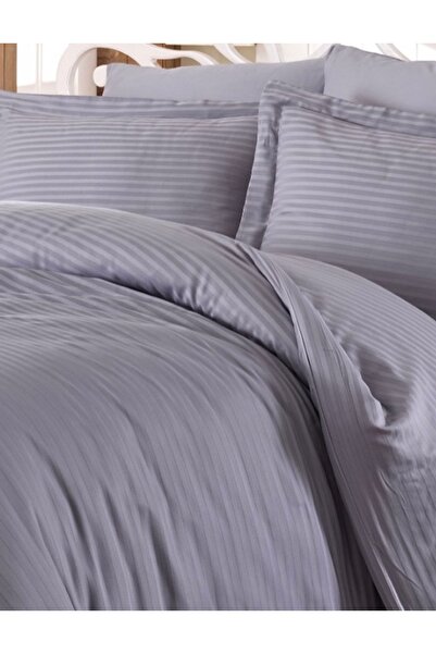 NazeninHome Striped Satin |   Yollu Saten |   Hotel Type Satin Duvet Cover Se...