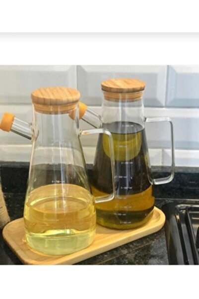 Kitchen Pembelia مجموعة من 2 وعاء زيت زجاجي من البورسليكات سعة 900 مل مع حامل...