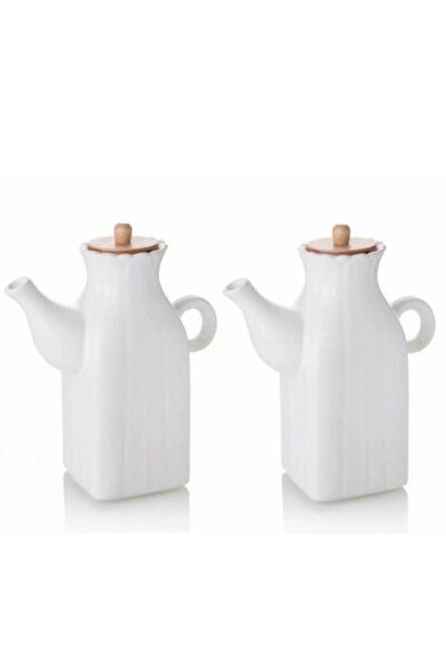 Kitchen Pembelia 2 Adet Porselen Beyaz Papatya Yağdanlık 1000ml