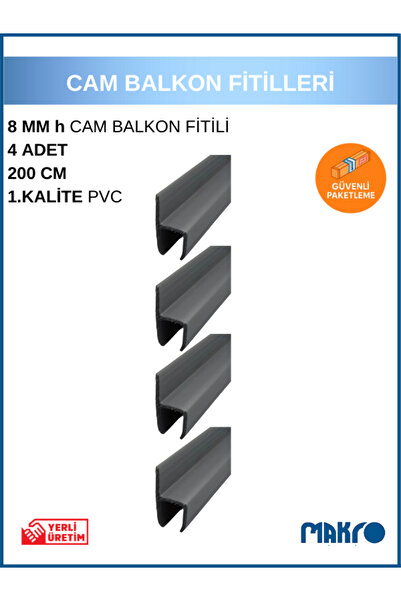 GLASSMAKRO 8 MM Küçük h (y) Alüminyum Görünümlü 1. Kalite Plastik Cam Balkon ...