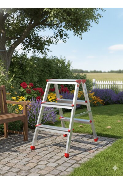 Genel Markalar Alüminyum Çift Çıkışlı Merdiven 3 Basamak | Kaymaz Ayaklı | En...