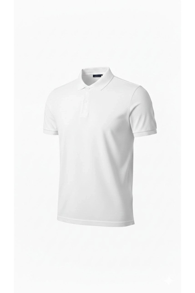 Alfanora Men's Pique Fabric Buttoned Collar Regular Fit Casual Short Sleeve T...