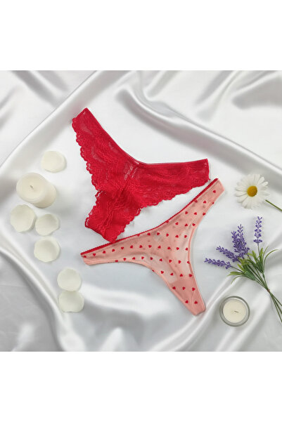 BONBON Women's 2-Piece Lace Strig and Slip Panties Set Bb2152