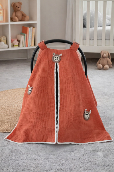 Jaju Baby غطاء عربة الأطفال بتصميم خروف عضوي من قماش الوافل