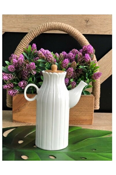 Kitchen Pembelia Bambu Kapaklı Papataya Model Porselen 1lt Yağdanlık_yağlık