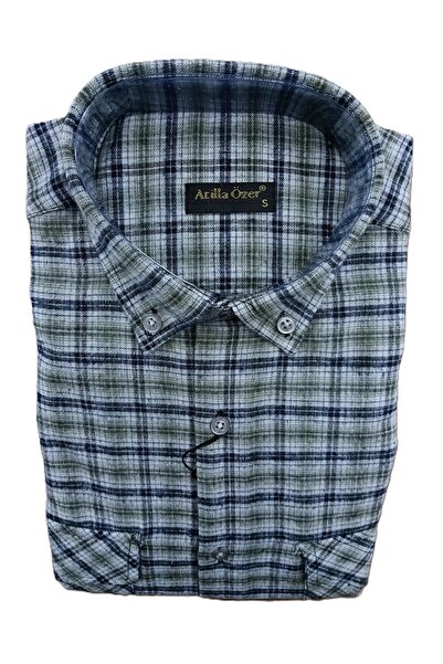 ATİLLA ÖZER Men's Relax Fit Comfortable Cut Sports Collar Checkered Double Po...