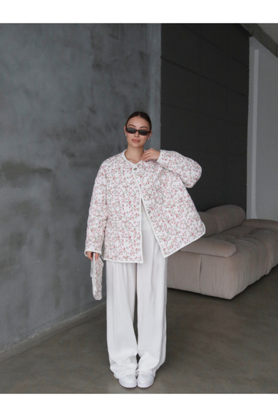 thelowely Quilted Oversize Jacket with Flowered Bag