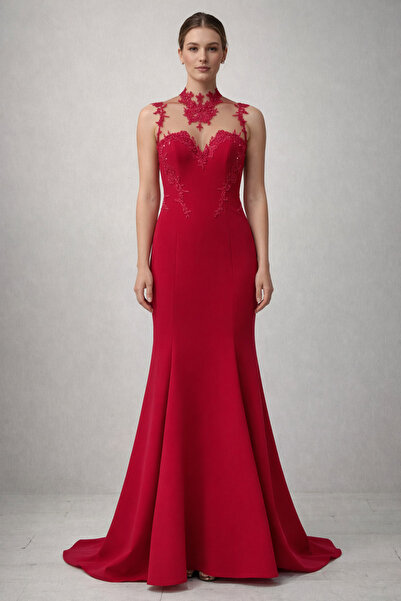 Saygın Kadın Taşlı Balık Abiye