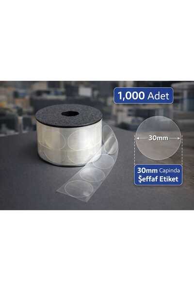 MK Ambalaj Yuvarlak Kesim Şeffaf Çıkartma Bant Etiket 1.000 Adetlik Rulo 3 Cm...