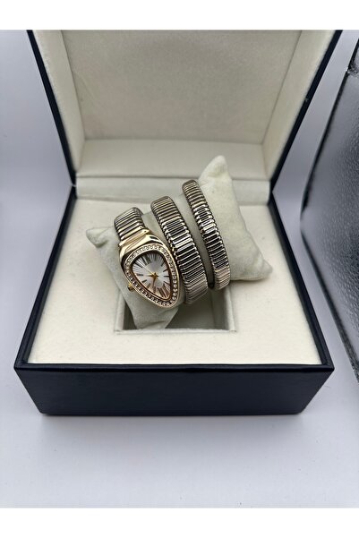 QUARTZ ساعة يد نسائية فاخرة بتصميم ثعبان